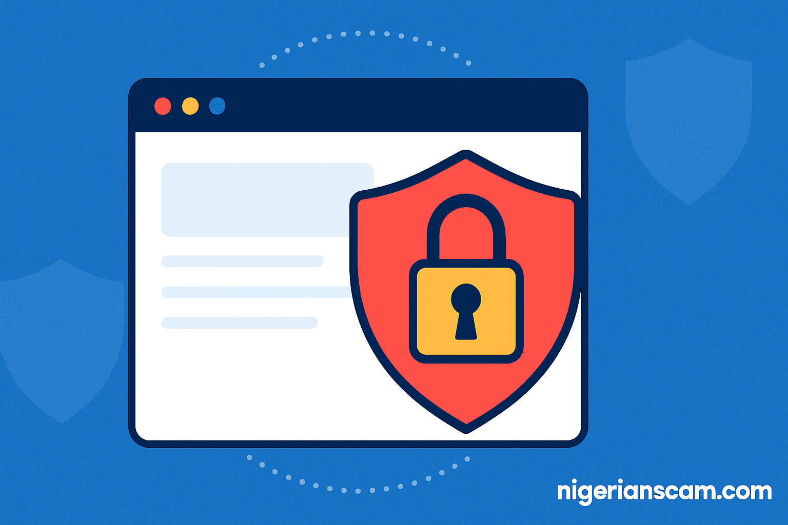 Illustration showing a shield and lock over a browser window, symbolizing online privacy and data protection.